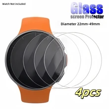 (4 Packs) 0.86in-1.93in Smartwatch Men Women Round Smart Watch Tempered Glass Film Screen Protector Glass 46MM 40MM 42MM 38MM 39MM 37MM 36MM 35MM 22MM-49MM Film Anti-Scratch, High Definition, Bubble Free Gift For Birthday, Family, Friends Watch Screen Protector, Watch Cover, Watch Accessories Waterproof Shockproof Anti-Fall Anti-Fall Anti-Fingerprint Full Cover