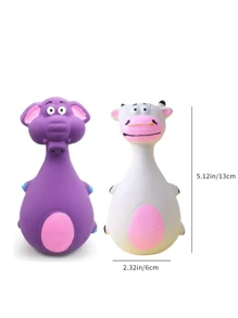 1pc Bite-Resistant Squeaky Latex Dog Toy - Adorable Cartoon Puppy Chew Toy, Essential Pet Amusement! Cartoon Style, Multicolor, Bone Shape, Details, Squeaking Function, Great For Daily Play/Training/Holiday Celebration