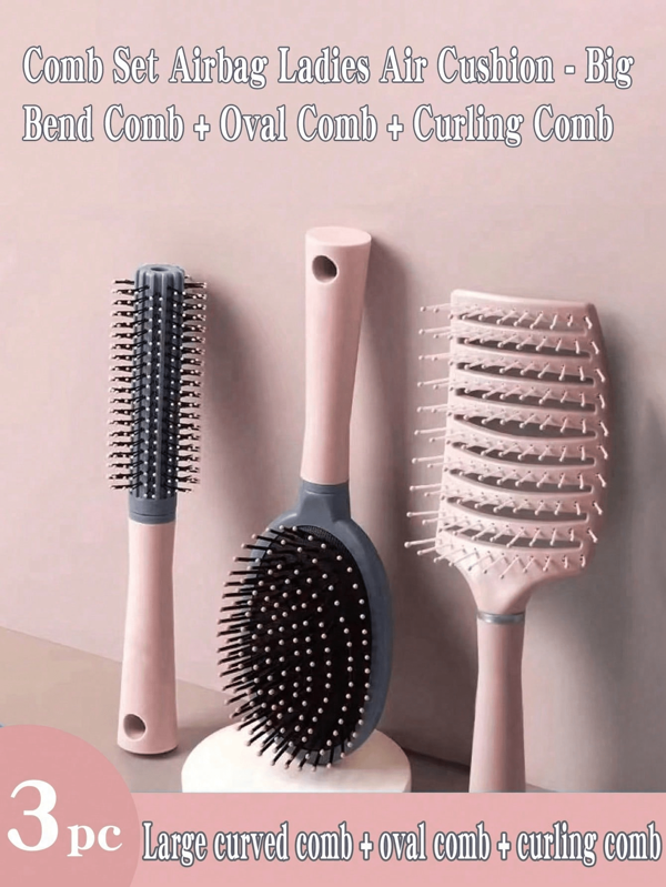 3pcs Large Rib Comb, Curly Hair, Back Hair, Fluffy Styling, Airbag Comb, Long Hair, Curly Hair, Massage, Big Curl Comb
