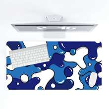 1pc Blue Mouse Pad Aesthetics Waves Desk Mat 35.4x15.7 Inch Office Desk Accessories Rubber Base With Stitched Edge Non-Slip Mousepad For Office Decor Home Decor As Gifts For Women, Girlfriends, Friends Birthdays School Supplies, Back To School