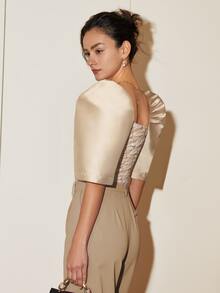 Amyenjoylife Women's Modern Elegant Filipiniana Attire, Casual Short Sleeve Blouse