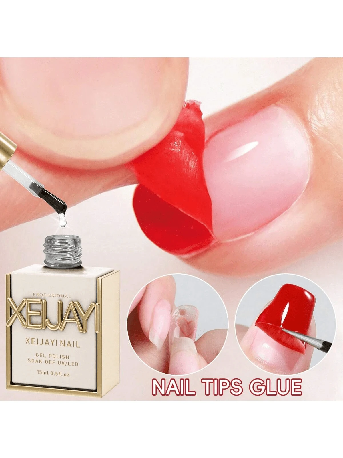 XEIJAYI 1PC 15ml Nail Tips Gel, Peelable Base Gel Removal Base For Nail Practice Beginners, Clear Foundation For Use With UV LED Nail Lamp For New Year Nial Salon