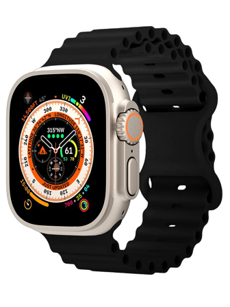 1 件黑色海洋硅胶表带，兼容 表带 49 毫米 45 毫米 46 毫米 44 毫米 42 毫米 41 毫米 40 毫米 38 毫米，透气运动表带可调节腕带，适用于 Watch Ultra 10 9 8 7 6 5 4 3 2