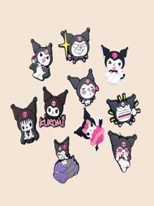Sanrio 10PCS Sanrio Kuromi Series Kuromi/Elody/Cartoon Hole Shoe Flower Shoe Buckle Decorative Buckle