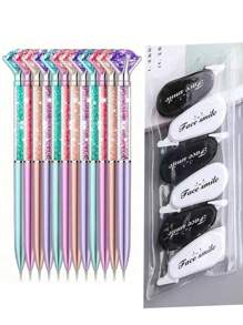 1/4/8/12PCS,Sparkling Crystal Diamond Ballpoint Pens - Retractable, Medium Point - Perfect For Weddings, Office, School, ChristmasAnd Valentine's Day Gifts, 6PCS/Set, Monochrome Calibration Tape, Mixed Color, Portable Calibration Tape, Calibration Tape, Student Use, Office Use