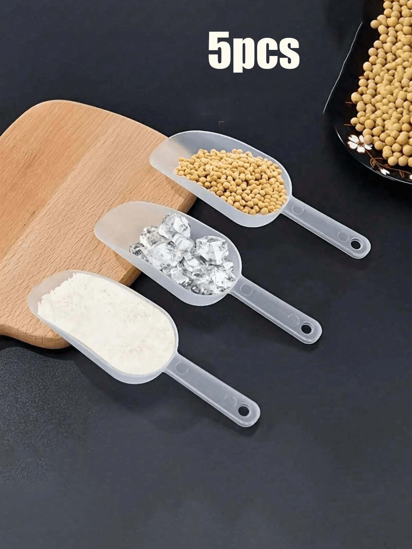 5个塑料迷你冰淇淋勺、糖果勺、面粉勺，适用于餐厅、厨房、婚礼、派对、学校等场合。 - 彩色 - 查看 1