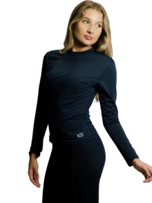 Women's Polyamide Thermal Shirt UV+50 Sun Protection Long Sleeve Second Skin Shirt Winter And Summer - màu đen - Xem 5