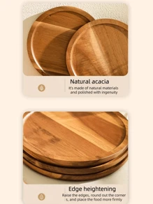 1/2 Pieces Of Round Wooden Stand, Snack Tray, Wooden Tray, Creative Stand, Decorative Display Tray, Retro Style Table Decoration Tray, Suitable For Desserts, Fruits, Snacks, Cakes, Bread, Steaks, Afternoon Tea, Christmas, Halloween, Mother's Day, Thanksgiving, Weddings, Birthdays, Parties, Gatherings, Suitable For Home, Outdoors, Kitchen, Living Room, Bathroom, Hotel, Food. Cuisine Maison Ustensiles De Cuisine