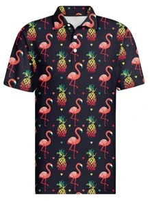 Men Golf Shirts Fun Print Hawaiian Crazy Men Stylish Polo Shirts