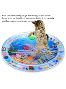Tapis à eau pour chats, tapis de jeu à eau pour chats épaissi et incassable, tapis de jeu à eau frais pour chats d'intérieur, jouets interactifs pour l'auto-jeu des chats