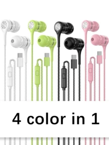 Auriculares con cable tipo C, auriculares con cable USB C para llamadas y música, auriculares estéreo con graves para dispositivos electrónicos - Tipo C - Ver 13