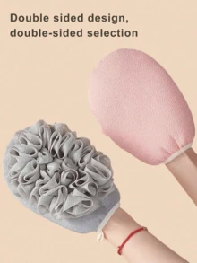 1pc Dual Purpose Bath Towel With Fine Yarn And Soft Back Rubbing. 2-In-1 Women's Bath Towel Gloves That Do Not Harm The Skin - Multicolor - View 4