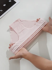 4 piezas de ropa interior de mujer con paneles de malla perforada de nailon y spándex sin costuras