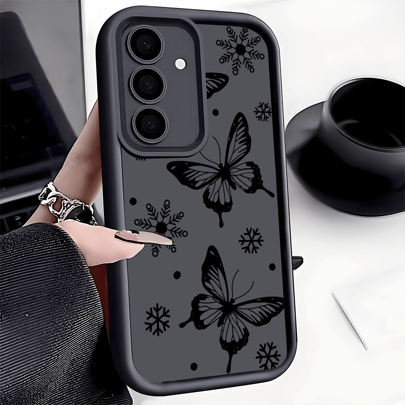 1 Pc Fashionable Butterfly Snow Design Thick Anti-Slip Protective Phone Case Compatible With IPhone, Honor, Redmi,