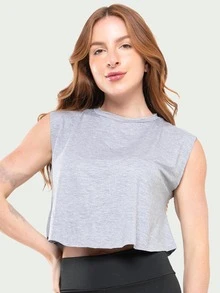 Women's Fitness Gym Cropped Tank Top Kit 2 - 灰色 - 查看 6