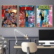 1 pièce Affiches d'art mural sans cadre, Pop Art Deco Invincible Comic War Canvas Poster, Impression d'art mural sans cadre pour la maison, le bureau, le salon, la salle de classe - Œuvre d'art d'intérieur, décoration saisonnière, idée de cadeau facultative