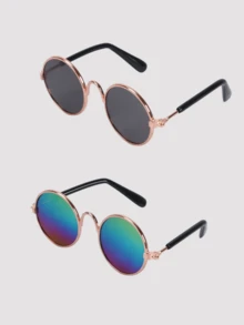 1副/2副趣味树脂宠物太阳镜，嘻哈风格纯色大框造型酷炫太阳镜，适合猫狗佩戴，适合日常拍照和街拍