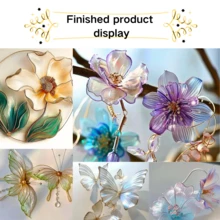 金属丝花用 UV 浸渍树脂，DIY 金属丝艺术低气味手工套装，透明 UV 浸渍树脂-50m-L100ml，4mm（0.15 英寸）铜线卷 8m