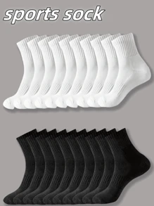 5/10 Pairs Of Women's Crew Socks, Professional Sports Mid-Calf Socks, Sports Socks, White Socks, Black Socks, Plain Socks, Socks For Running, Socks For Couples, Summer Socks
