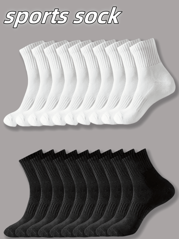 5/10 Pairs Of Women's Crew Socks, Professional Sports Mid-Calf Socks, Sports Socks, White Socks, Black Socks, Plain Socks, Socks For Running, Socks For Couples, Summer Socks