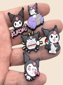 Sanrio 10PCS Sanrio Kuromi Series Kuromi/Elody/Cartoon Hole Shoe Flower Shoe Buckle Decorative Buckle