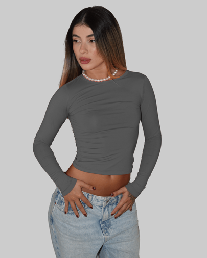 BLUSA BÁSICA SEGUNDA PELE MANGA LONGA FRIO GOLA REDONDA ELEGANTE CASUAL AITONA