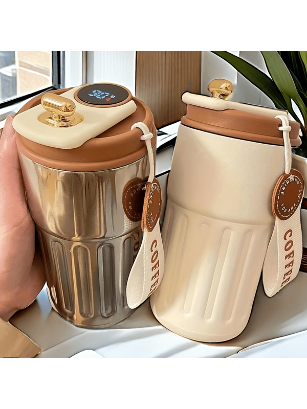 1pc Temperature Display 316 Stainless Steel Insulated Coffee Cup, Portable Vacuum Travel Mug For Hot & Cold Drinks, Suitable For Sports/Office/Outdoor/Home/Car/Gift School Supplies,Couple Cup Water Bottle