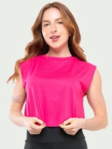 Women's Fitness Gym Cropped Tank Top Kit 2 - Pink - View 6