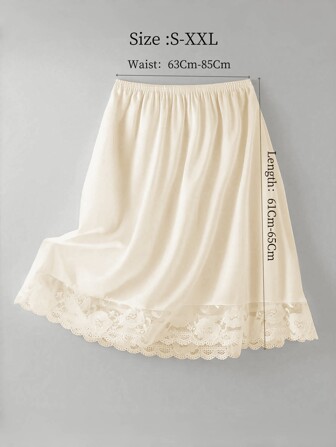 QING ROU Half Slips For Women Underskirt Short Mini Skirt With Floral Lace Trim