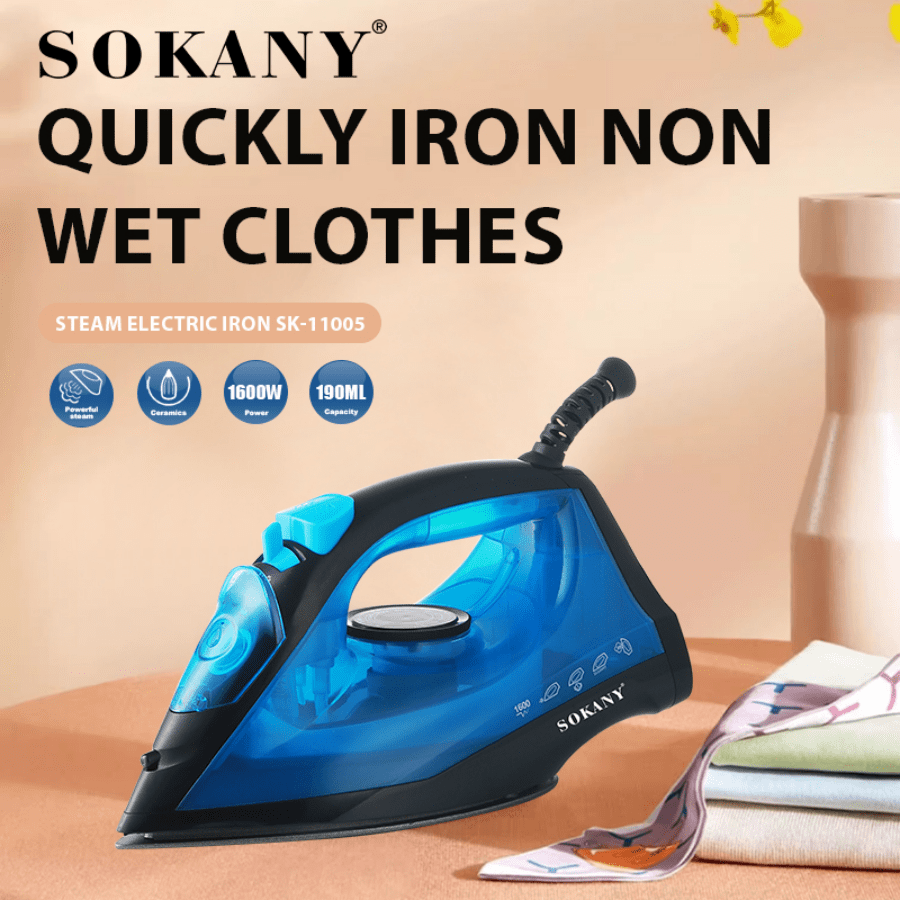 SOKANY SOKANY-11005,Household Electric Iron Handheld Steam Ironer Mini Portable Student Travel Ceramic Base Plate Design Suitable For All Kinds Of Clothes, Constant Temperature Ironing, Non-Damaging Clothes Adjustable Thermostat Control Overheat Safety Protection
