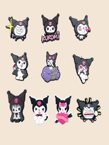 Sanrio 10PCS Sanrio Kuromi Series Kuromi/Elody/Cartoon Hole Shoe Flower Shoe Buckle Decorative Buckle