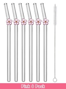 12 Unidades de Palhas de Vidro Reutilizáveis com 2 Escovas de Limpeza - Cores e Estilos Variados, Palhas para Bebidas, Smoothies, Café Gelado, Drinques, Bebidas de Verão, Suprimentos para Festa, Ideias de Presente para Natal, Aniversário ou Réveillon, Materiais Escolares