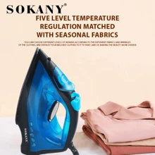 SOKANY SOKANY-11005,Household Electric Iron Handheld Steam Ironer Mini Portable Student Travel Ceramic Base Plate Design Suitable For All Kinds Of Clothes, Constant Temperature Ironing, Non-Damaging Clothes Adjustable Thermostat Control Overheat Safety Protection