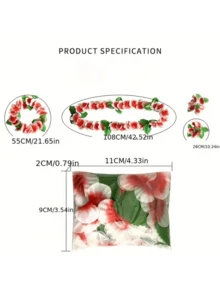 4pcs,Hawaiian Garland Flower Set - Artisan, Colorful Garland Necklace, Headband, Bracelet, Suitable For Festival Events, Parties And Performances, Festival Accessories | Vibrant Garland Set | Durable Artisan, Flower Decorations, Gift For Others Halloween - Multicolor - View 4