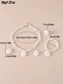 5 Pieces Of Cute And Fresh Pearl Flower Pendants For Girls, Simple And Versatile Set - White - View 5
