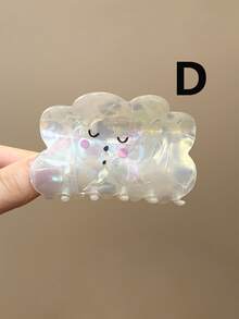 2pcs/1pc Cute Acrylic Asymmetrical Cloud Rainbow Hair Claw For Women Girls Geometric Hair Clip Crab Clamp Hairpin Barrettes Hair Accessories Elegant Claw Clip - Multicolor - View 10