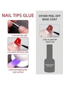XEIJAYI 1PC 15ml Nail Tips Gel, Peelable Base Gel Removal Base For Nail Practice Beginners, Clear Foundation For Use With UV LED Nail Lamp For New Year Nial Salon