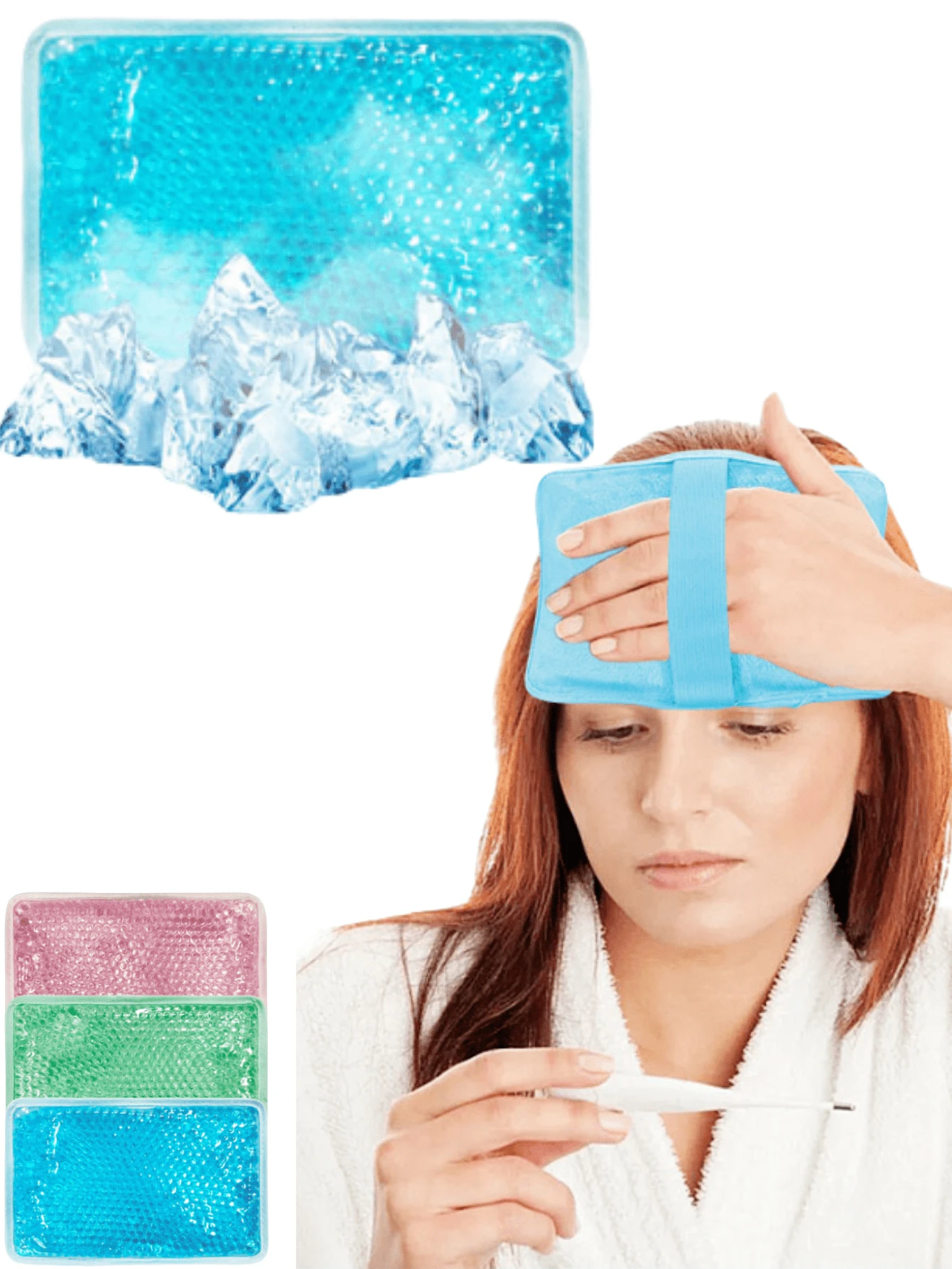 1pc Gel Beads Ice Pack Ice Bag With Strap-Reusable Hot & Cold Pack Compress For Knee, Shoulder, Foot, Back, Ankle, Neck, Hip, Elbow, Wisdom Tooth-7.76''x4.93'' Essential For Cooling Off