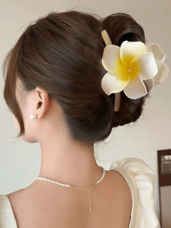 1 件装女士鸡蛋花爪夹，新设计优雅花朵发饰，发夹，休闲盘发发夹，发夹，发夹，发夹，接发夹，秋冬发饰，女士度假装扮