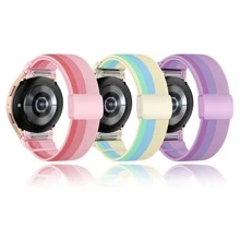 1 paquete Banda elástica de nailon con estampado de flores y hebilla magnética compatible con Galaxy Watch 7 6 5 4 FE de 40 mm y 44 mm / Galaxy Watch 5 Pro / Galaxy Watch 6 4 Classic de 47 mm, 43 mm, 42 mm y 46 mm, banda de nailon con estampado degradado de liberación rápida, regalo para amigos y familia