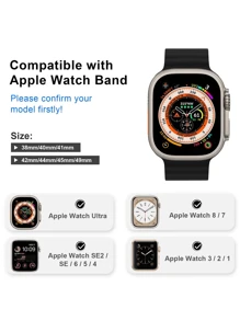 1pc Black Color Ocean Silicone Band Compatible With Apple Watch Band 49mm 45mm 46mm 44mm 42mm 41mm 40mm 38mm, Breathable Sport Strap Adjustable Wristband For Watch Ultra 10 9 8 7 6 5 4 3 2