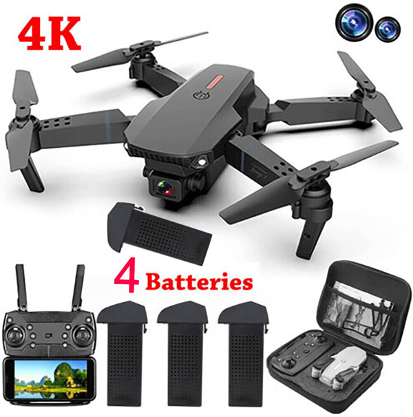 Popular Aerial Photography E88 Pro, Equipped With 4 Batteries, Drone Dual Camera, Optical Flow Levitation, Infrared Obstacle Avoidance, 4-Axis Flying Machine, Suitable For Adults And Beginners Outdoor Toy Gifts