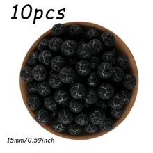 10 pezzi/20 pezzi, assortimento di perline, perline in silicone da 15 mm, perline in silicone stampate, perline decorative, adatte per braccialetti fai-da-te, penne con perline, ciondoli per portachiavi, ecc.