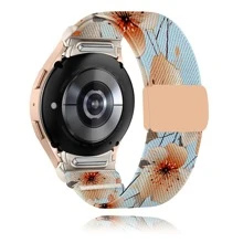 1 paquete Banda elástica de nailon con estampado de flores y hebilla magnética compatible con Galaxy Watch 7 6 5 4 FE de 40 mm y 44 mm / Galaxy Watch 5 Pro / Galaxy Watch 6 4 Classic de 47 mm, 43 mm, 42 mm y 46 mm, banda de nailon con estampado degradado de liberación rápida, regalo para amigos y familia