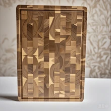 1 pieza Tabla de cortar de madera, tabla de cortar de bloque de carnicero de madera de acacia duradera con ranura profunda para el jugo e asa integrada, apta para carne, verduras y frutas, regalo de cocina
