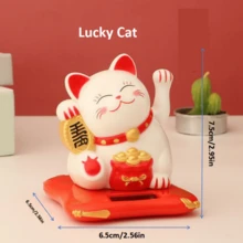 1个迷你2.5英寸/3英寸太阳能招财猫摆件，风水装饰，适用于家居、办公室、汽车、面包店、圣诞节、生日、周年纪念日、婚礼等场合。 - 2.5吋搖手招財貓 - 查看 14