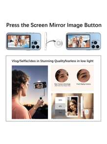 Écran magnétique pour selfies et vlogs, enregistrement sans fil 1080p, caméra arrière pour selfies, vlogs, diffusion en direct sur TikT0k, compatible avec iPh0ne, Android, téléphones portables, pour selfies, activités de plein air, interviews, diffusion en direct, photographie et vidéo, enregistrement vidéo, réunion Zoom, selfies, activités de plein air, interviews, diffusion en direct, vlogging
