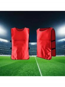3 Peças Camisa de Treino de Basquete e Futebol, Colete com Número, Colete Divisão de Time, Adequado para Esportes ao Ar Livre, Formação de Equipe, Competição, Jogos para Homens e Mulheres - Vermelho - Visão 9