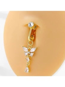 1Pc Fake Belly Ring Butterfly Not Real Piercing Clip On The Navel For Woman Gift