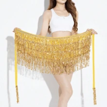 1 pieza Faja para danza del vientre con 4 capas, cinturón de cintura con flecos y lentejuelas, cadena de cintura bohemia para danza del vientre (el empaque exterior del producto se envía al azar). Se enviará el color del producto.